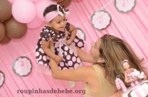 moda bebe festa rosa e marrom 1 ano bailarina