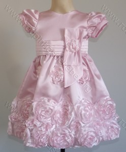 Vestido Infantil Marrom e Rosa com flores aplicadas