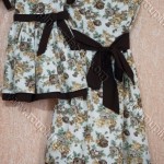 moda mae e filha floral marrom