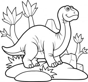 Braquiossauro na ilha para colorir