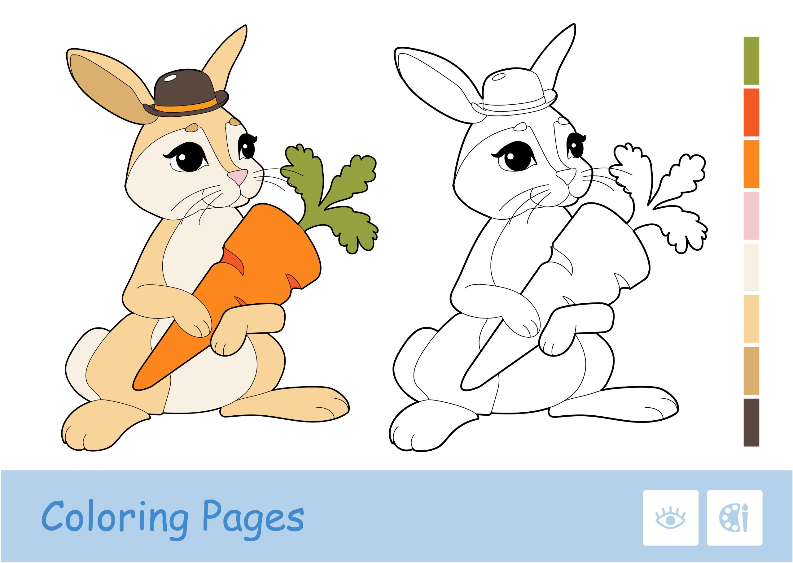 Cenoura e coelho para colorir