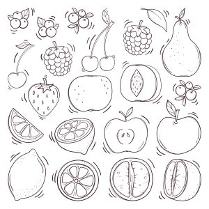 Variedade de frutas para colorir