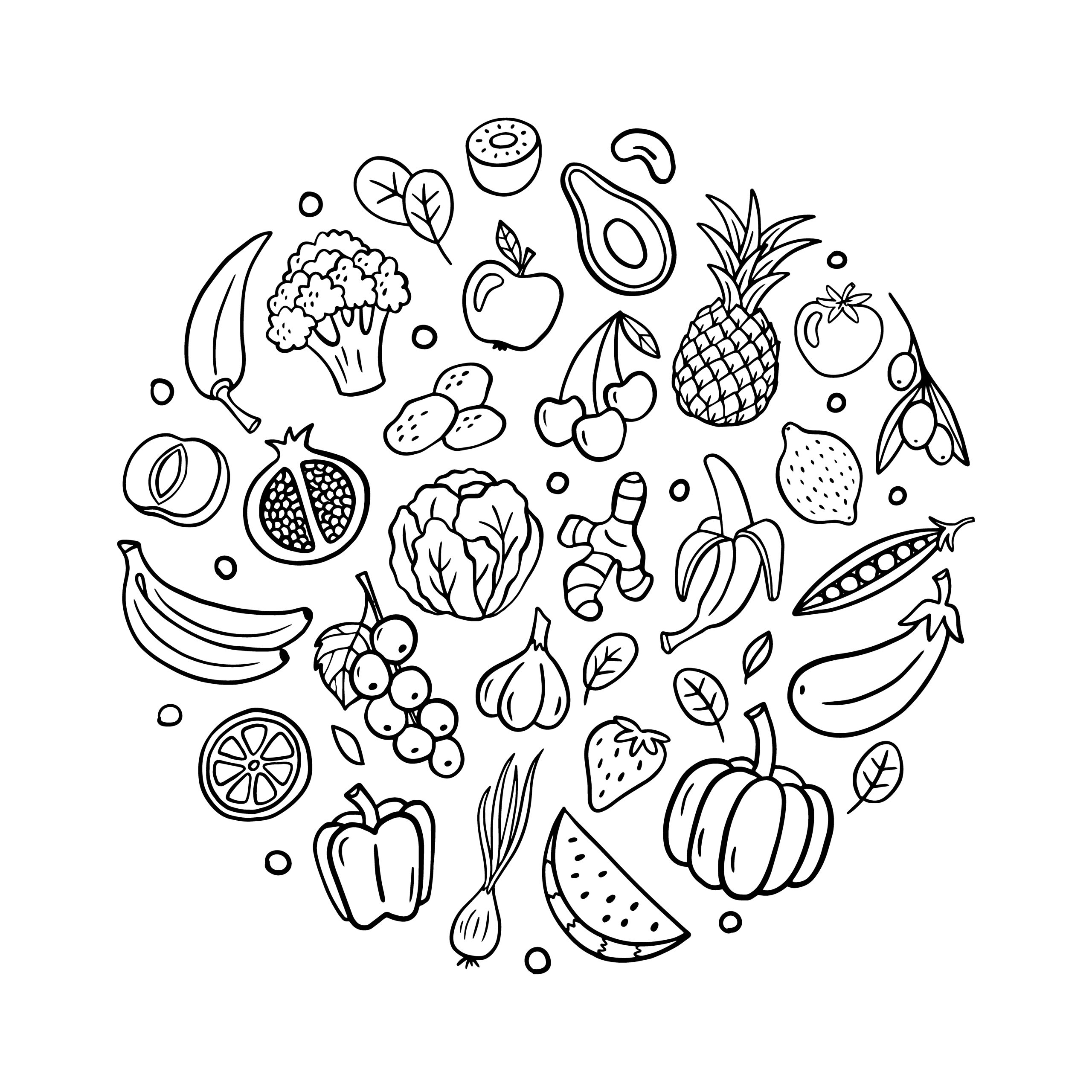 Várias frutas para pintar