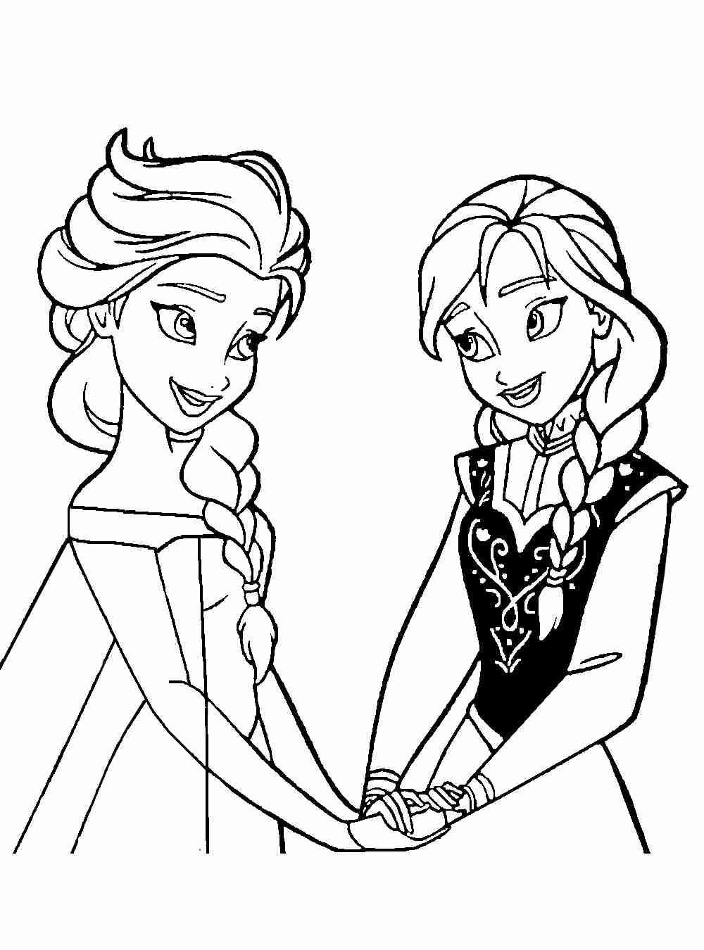 Elsa e Ana para colorir
