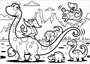 Família Dinossauro para colorir