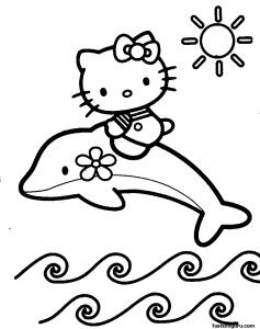 Hello Kitty e golfinho para colorir