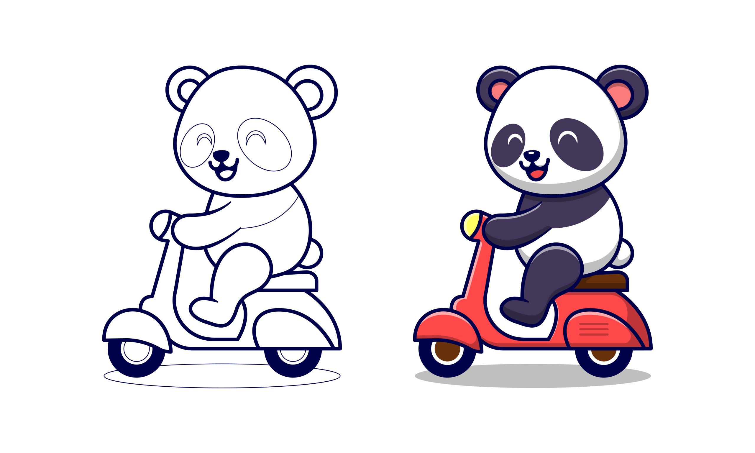 Panda andando de moto