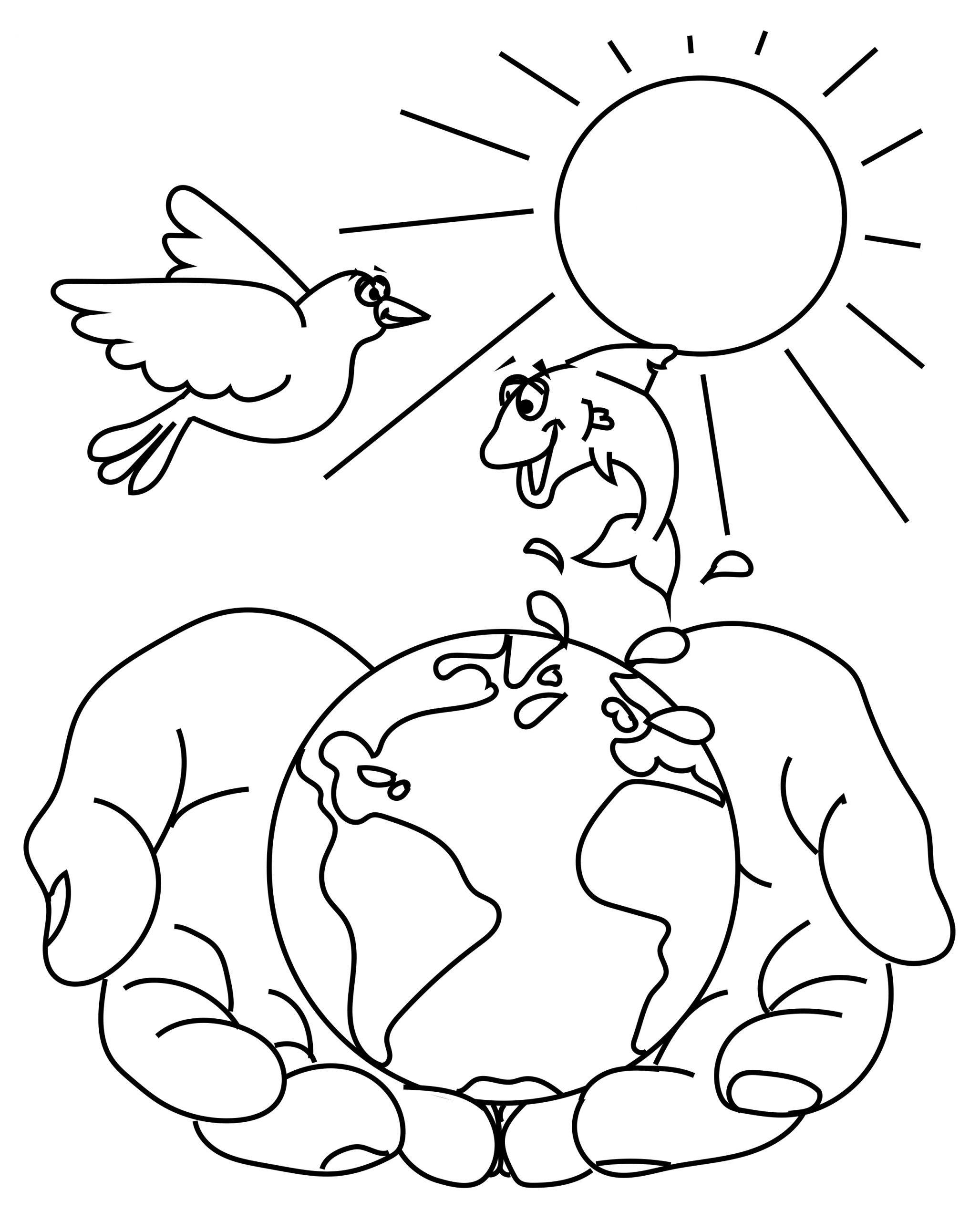 Planeta nas mãos para colorir