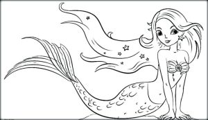 Sereia para colorir e pintar