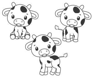 Três-vaquinhas para colorir