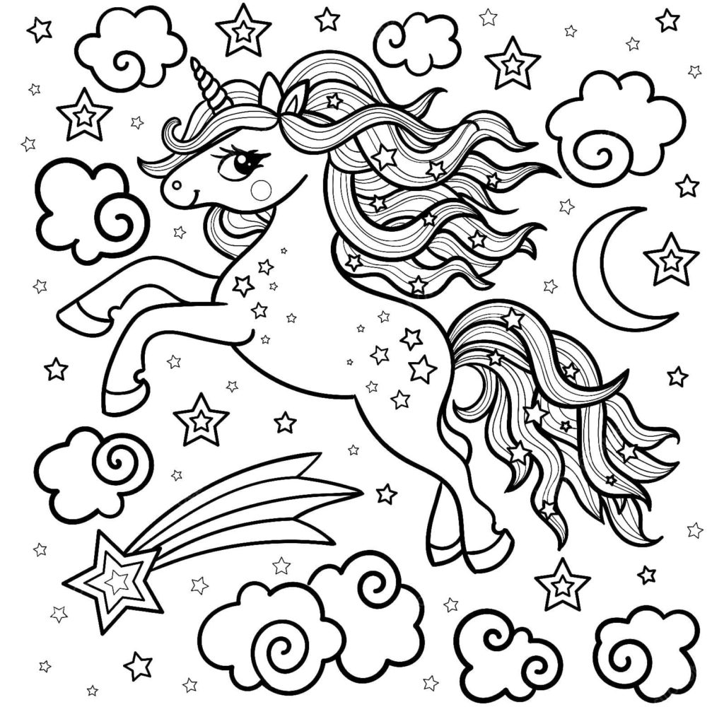Unicórnio mundo mágico para colorir