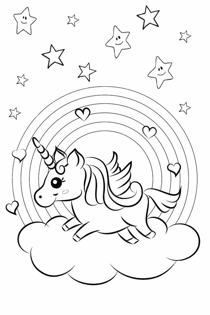 Unicórnio nas estrelas para pintar