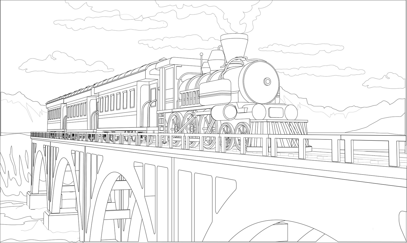 Trem atravessando a ponte