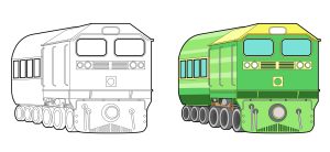 Trem verde para colorir