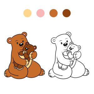 Urso com bebe para colorir