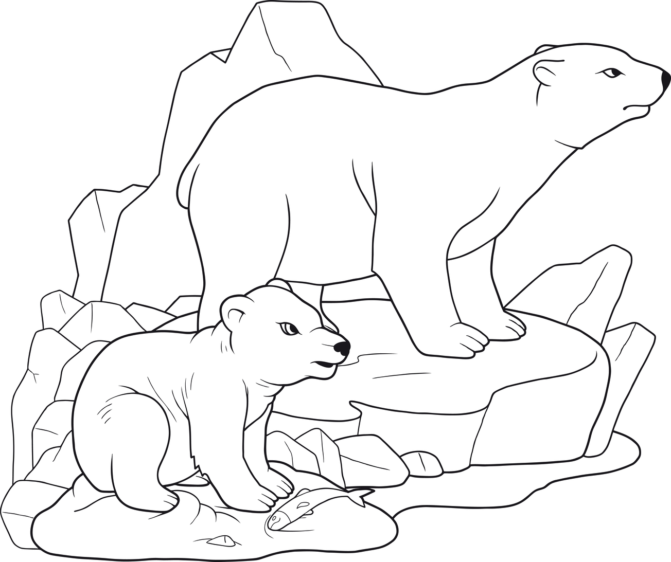 Urso e filhote para pintar