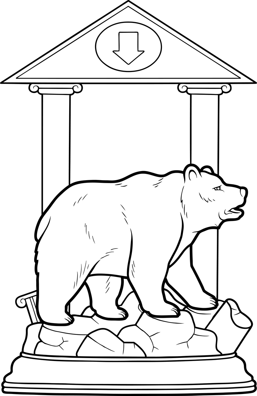 Urso no monumento para colorir